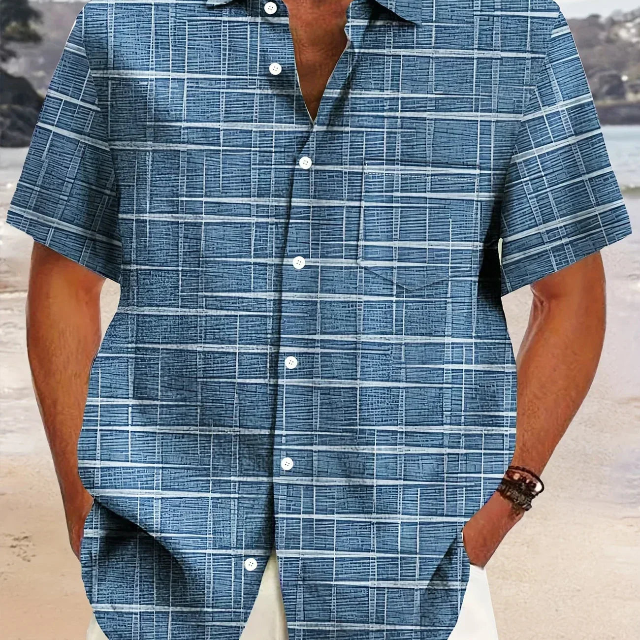 Édouard - Chemise élégante à motif rayé et à carreaux