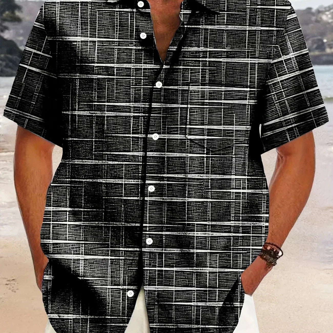 Édouard - Chemise élégante à motif rayé et à carreaux