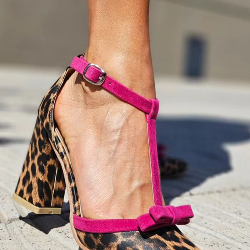 Chloé - Sandales Vertes avec Motif Léopard et Détail Coloré