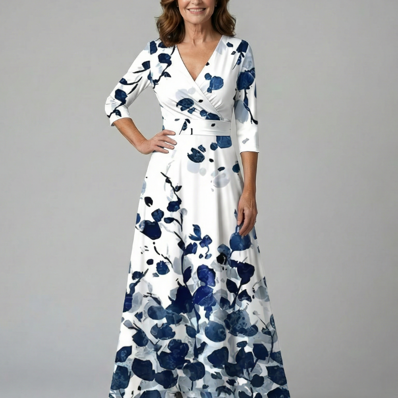 Sylvie - Robe Midi à Décolleté Croisé