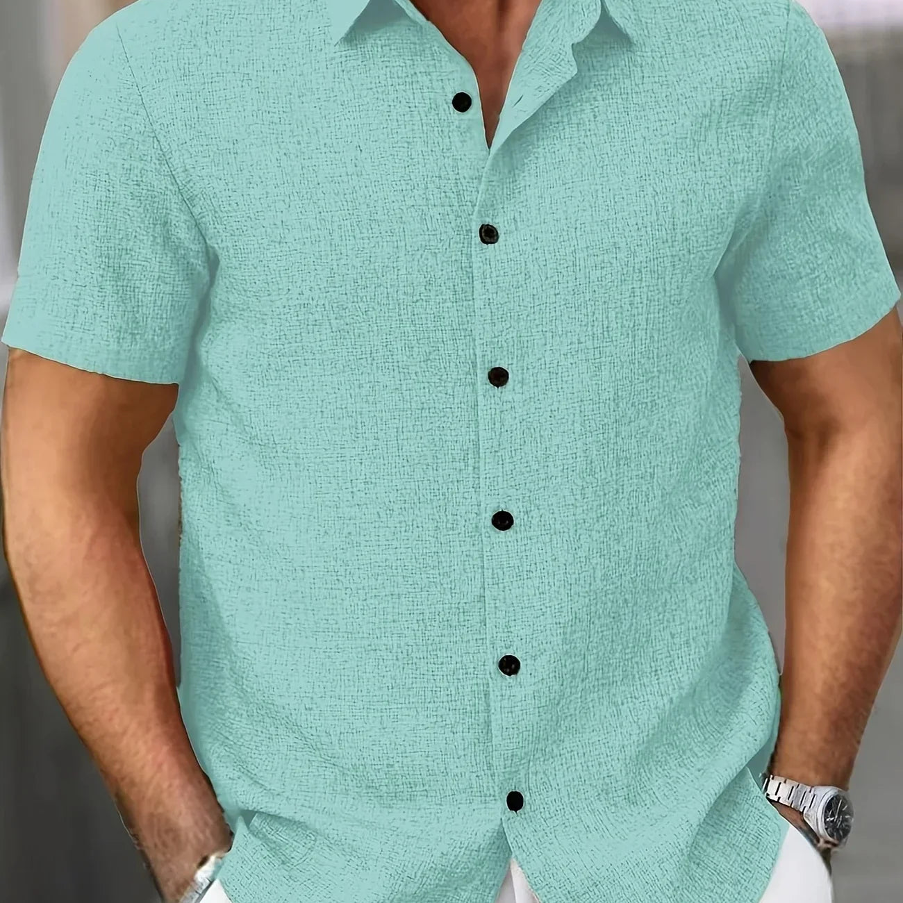 Jérôme - Chemise légère à manches courtes en mélange de lin