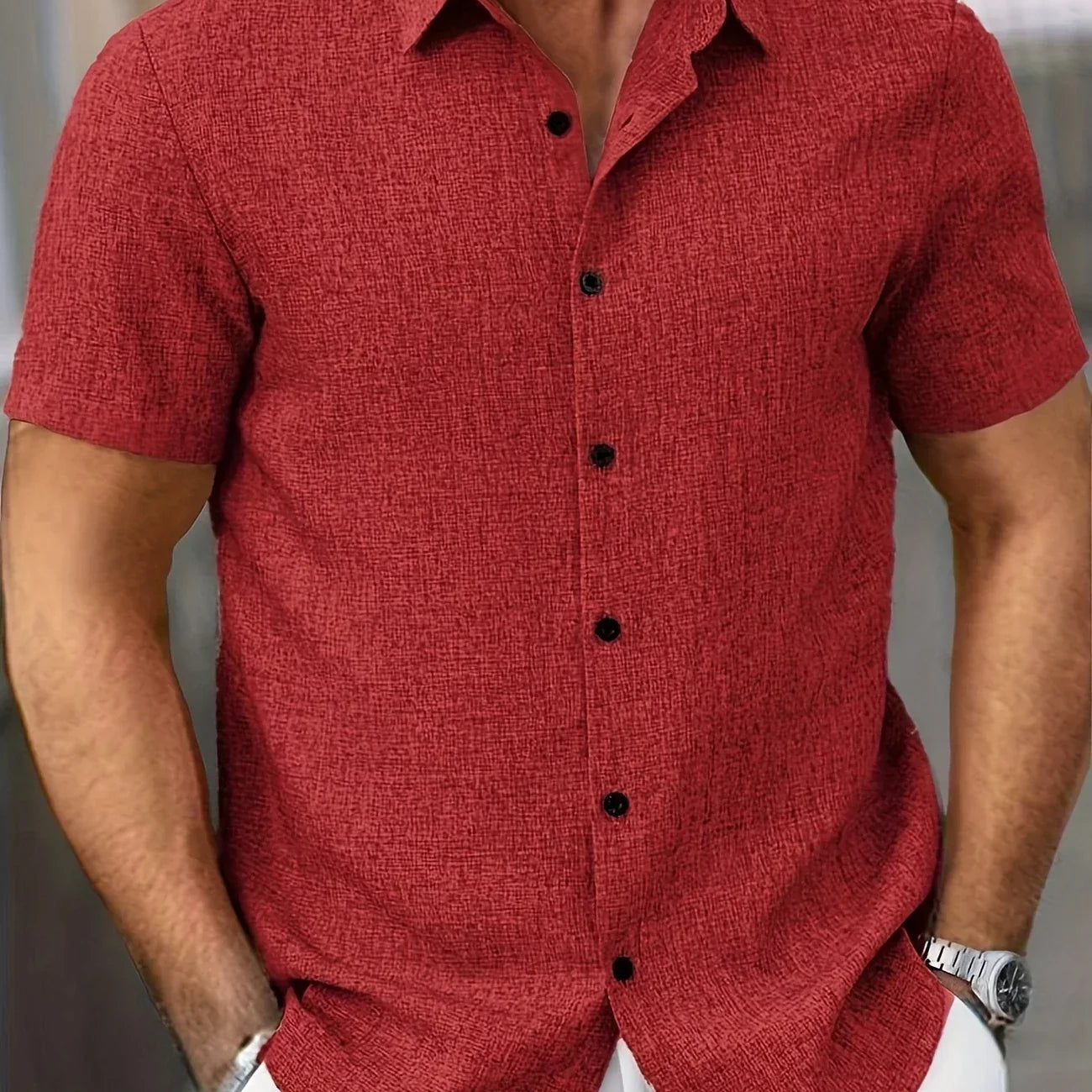 Jérôme - Chemise légère à manches courtes en mélange de lin